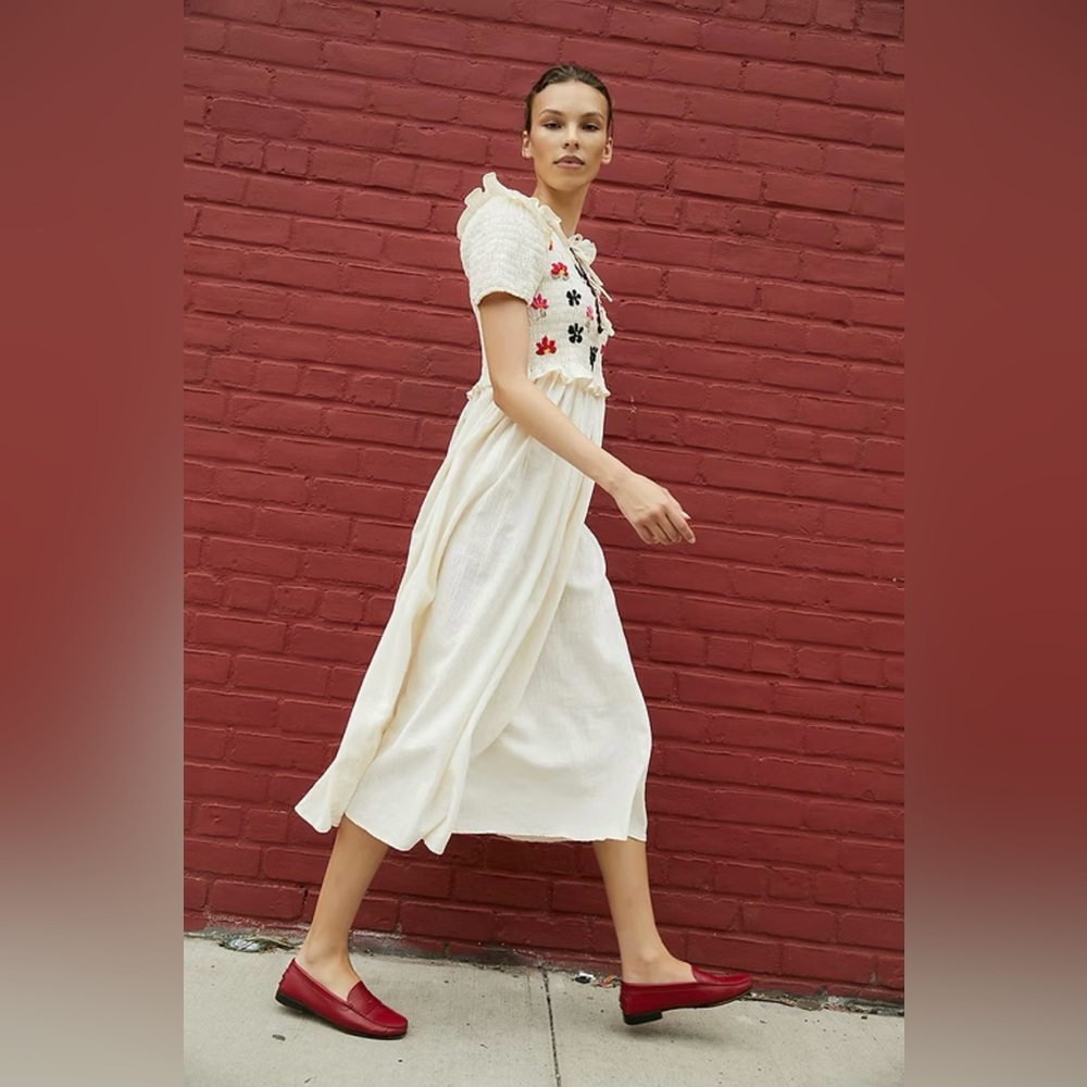 Tach Perico Smocked and hand-embroidered Midi Dress - Picture 2 of 8